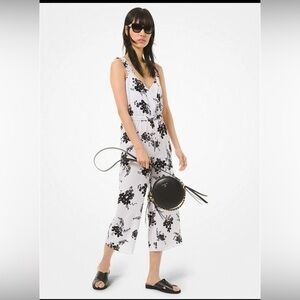 Michael Kors Black and White Floral Jumpsuit